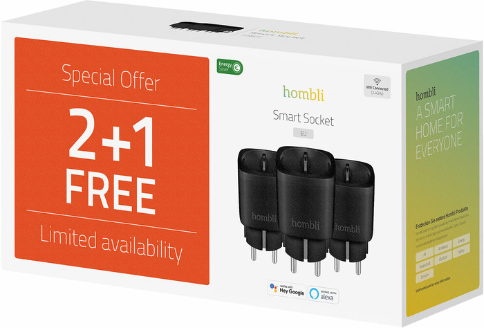 Hombli Smart Plug Black 3-pack product in use