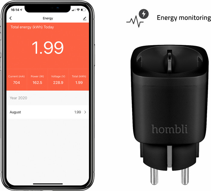 Hombli Smart Plug Black 3-pack product in use