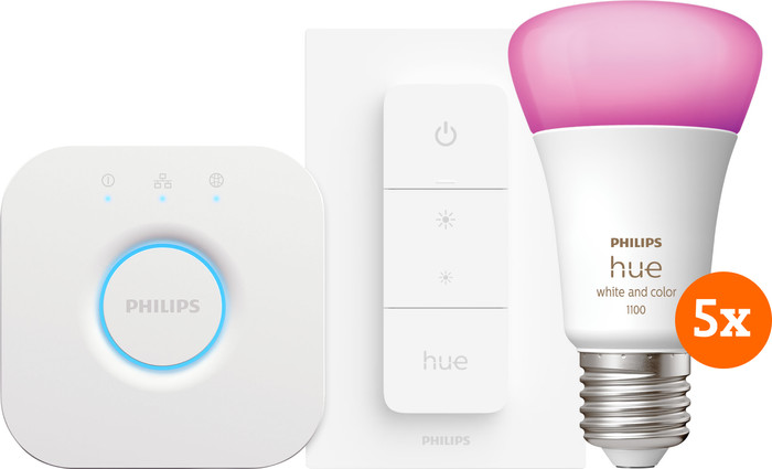Philips Hue White & Color Starter 5-Pack E27 + dimmer Main Image