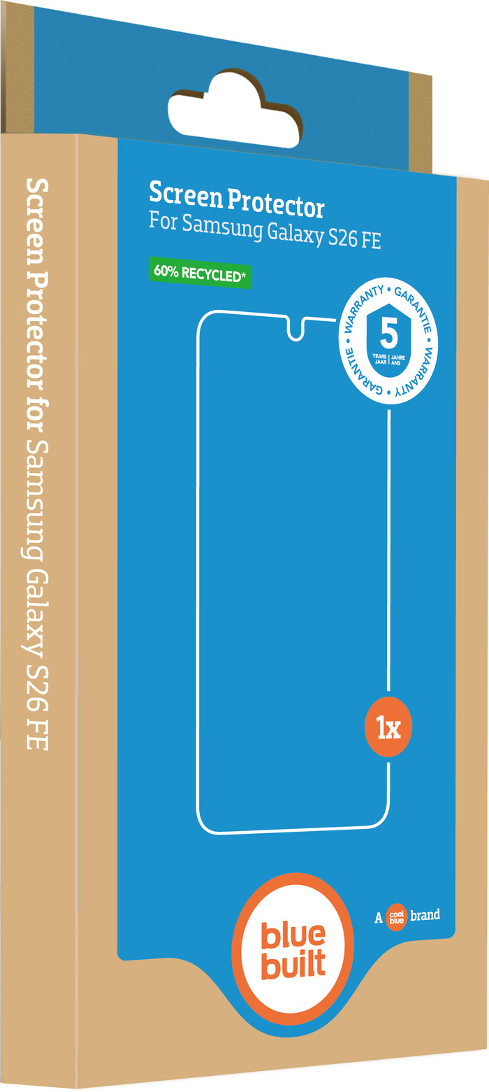 BlueBuilt Samsung Galaxy S26 FE Screenprotector Glas verpakking