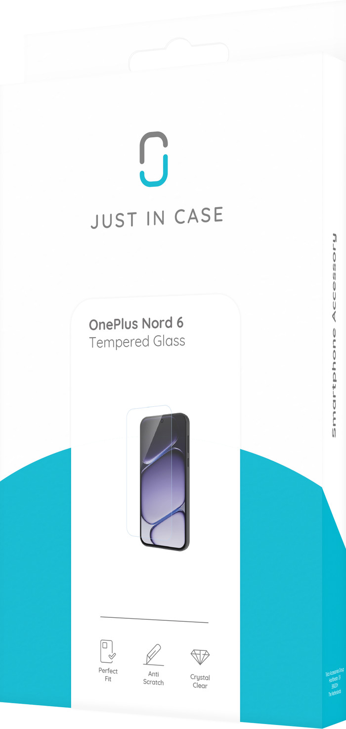 Just In Case Tempered Glass OnePlus Nord 6 Screenprotector verpakking