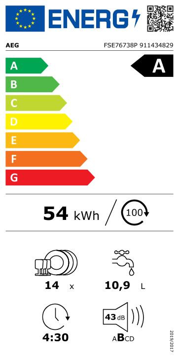 AEG FSE76738P 7000 GlassCare / Inbouw / Volledig / Nishoogte 82 - 90 cm energielabel