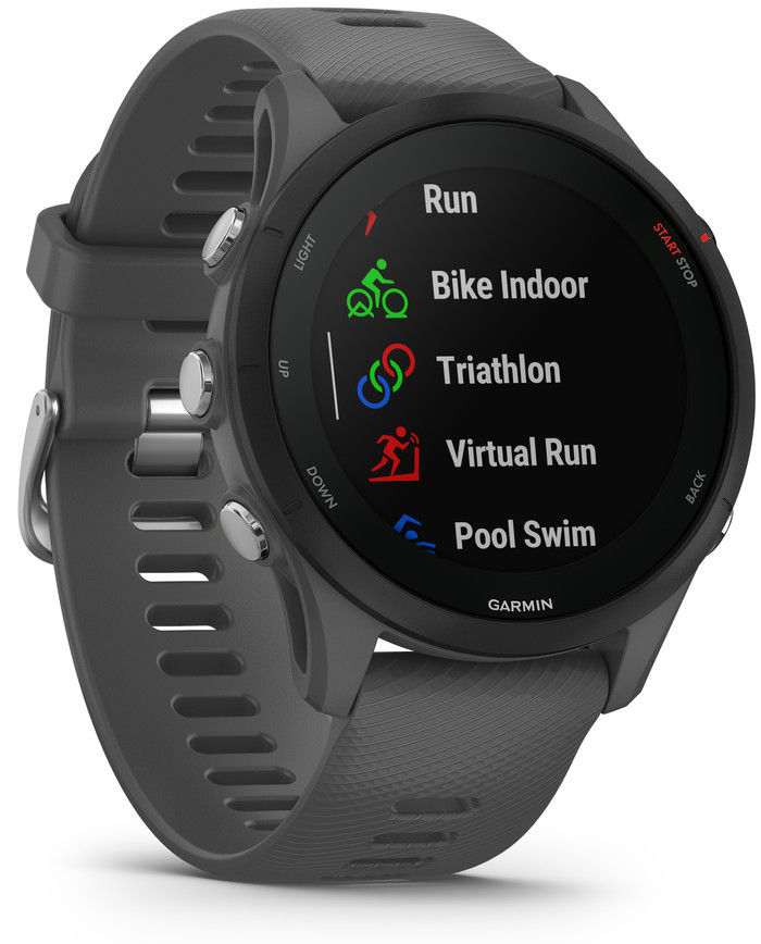Garmin Forerunner 255 Donkergrijs linkerkant