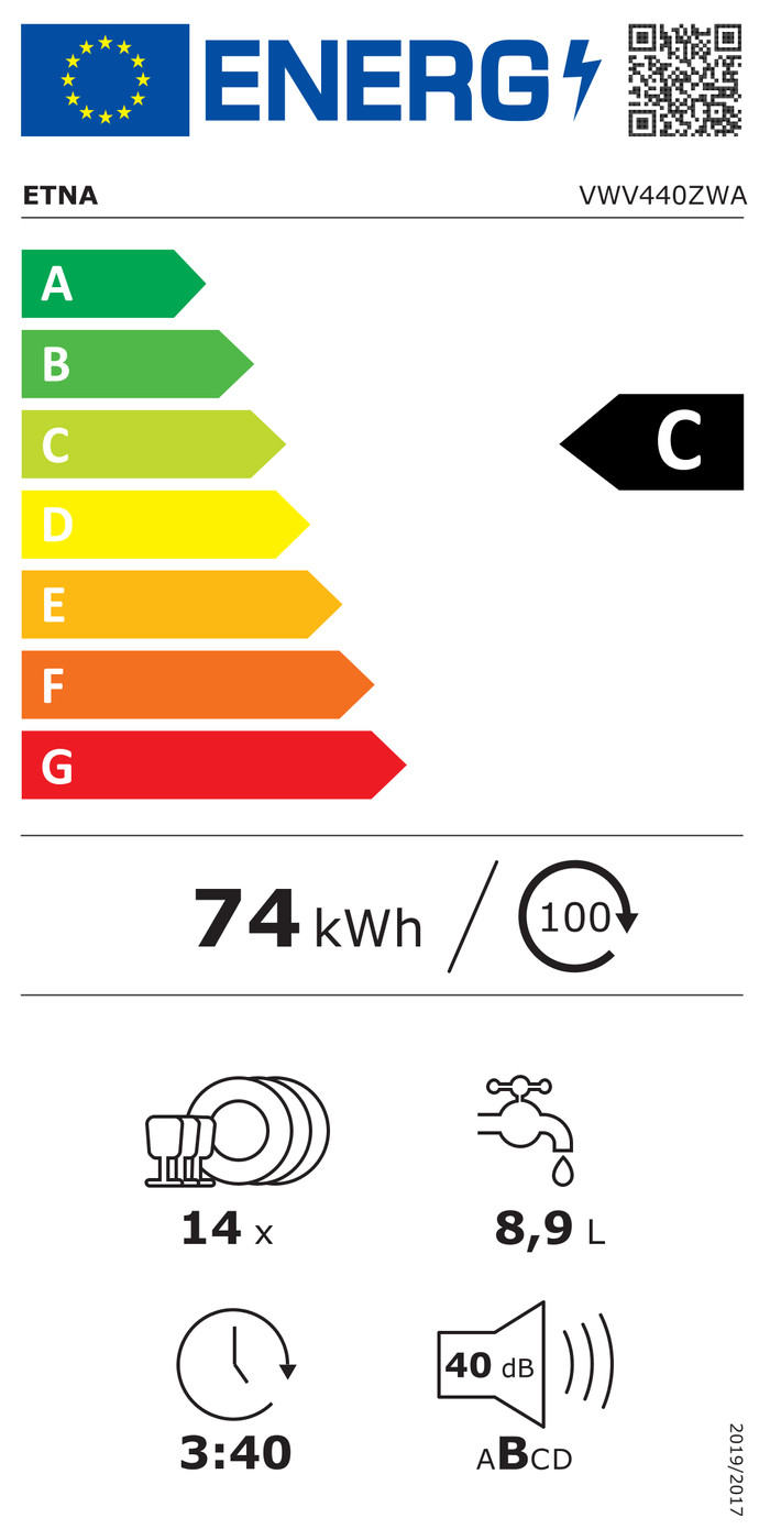 ETNA VWV440ZWA / Freestanding energy label