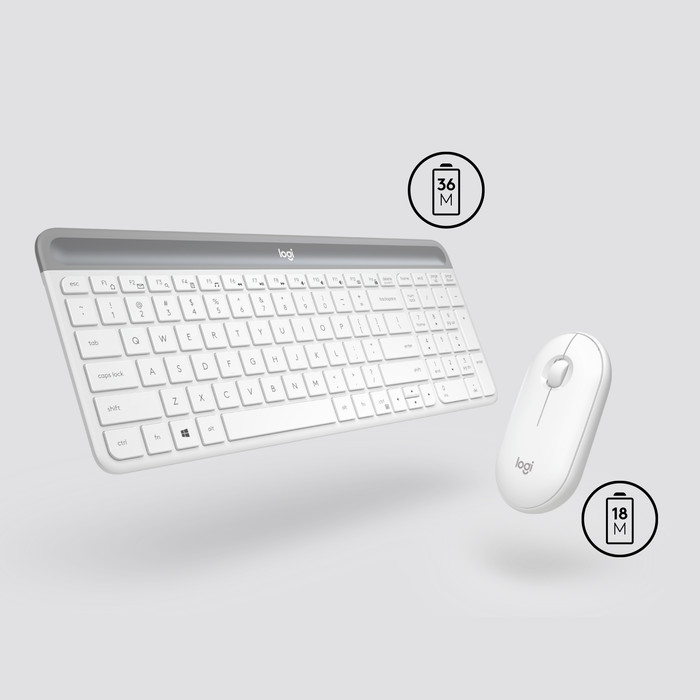 Logitech MK470 Slim Draadloos Toetsenbord en Muis Wit QWERTY null