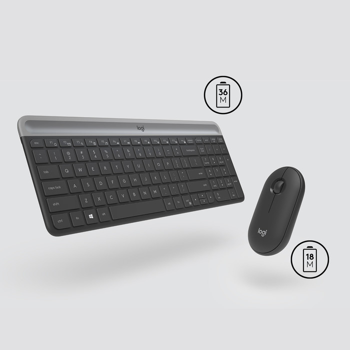 Logitech MK470 Slim Draadloos Toetsenbord en Muis Grijs QWERTY null