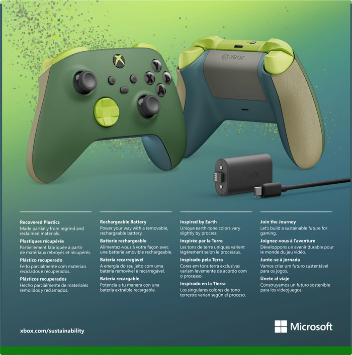 Xbox Series X and S Wireless Controller Remix Sustainable + Play and Charge Kit product in use