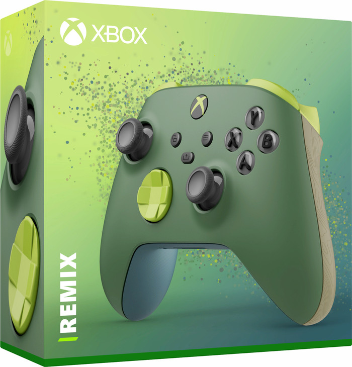 Xbox Series X and S Wireless Controller Remix Sustainable + Play and Charge Kit product in use
