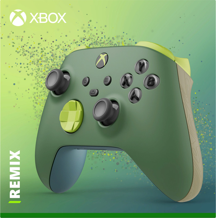 Xbox Series X and S Wireless Controller Remix Sustainable + Play and Charge Kit product in use