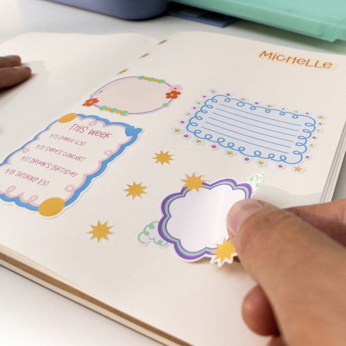 Cricut StickerPix Print + Cut Essential Bundle product in use