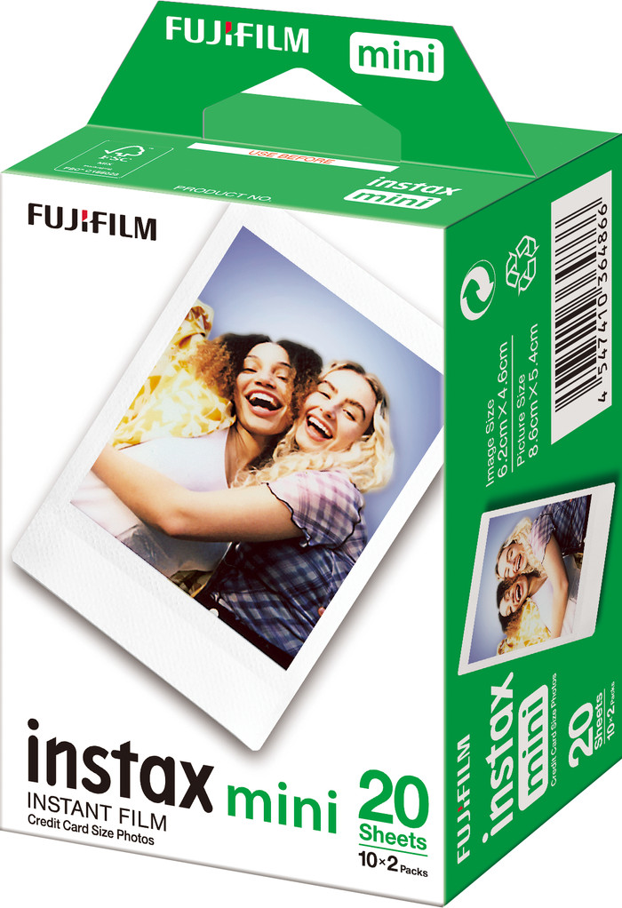 Fujifilm Instax Mini 12 Pastel Blue + Photo Paper (20 units) packaging
