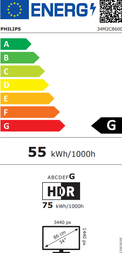 Philips 34M2C8600P QD-OLED Curved energielabel