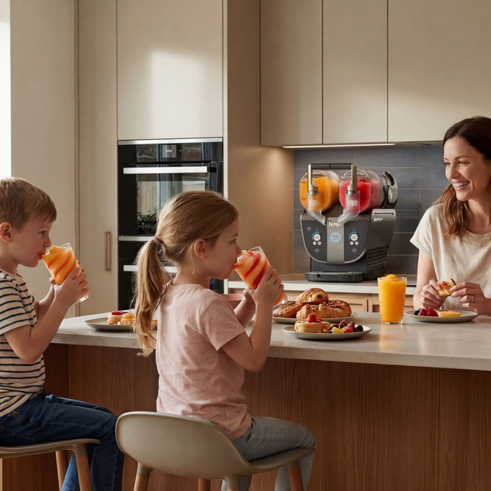 Ninja SLUSHi Twist Frozen Drink Maker Mokka FS702EUBR product in gebruik