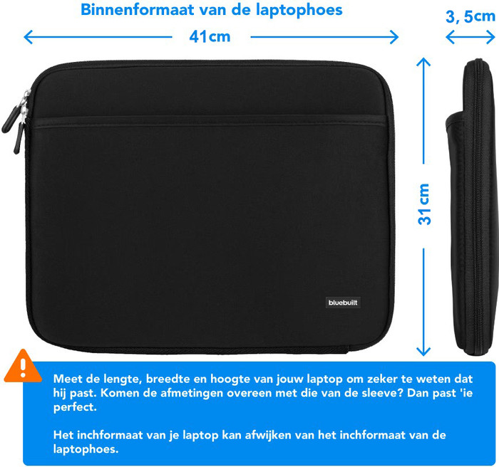 BlueBuilt Laptophoes breedte 41 cm 18 inch XL Zwart visual Coolblue 1
