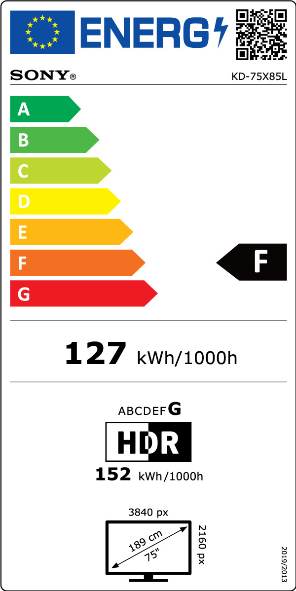 Sony Bravia KD-75X85L (2023) energielabel
