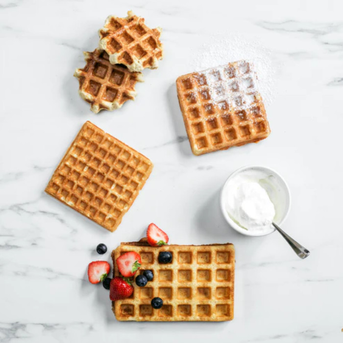 GreenPan Elite Waffle Iron Blue Haze product in use