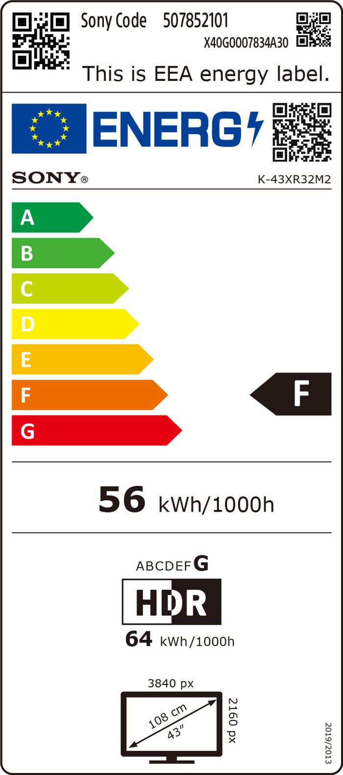 Sony Bravia 3 II Led 43" (2026) energielabel
