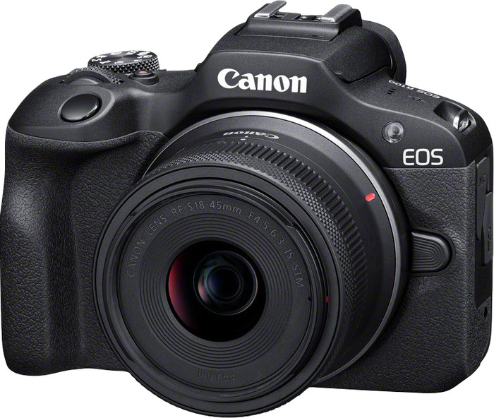 Canon EOS R100 Zwart + RF-S 18-45mm f/4.5-6.3 IS STM rechterkant