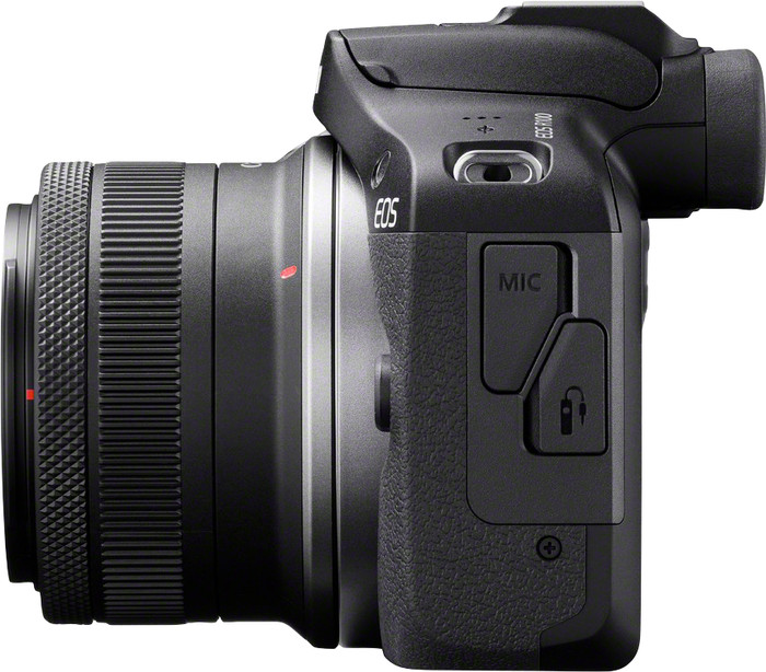 Canon EOS R100 Zwart + RF-S 18-45mm f/4.5-6.3 IS STM linkerkant