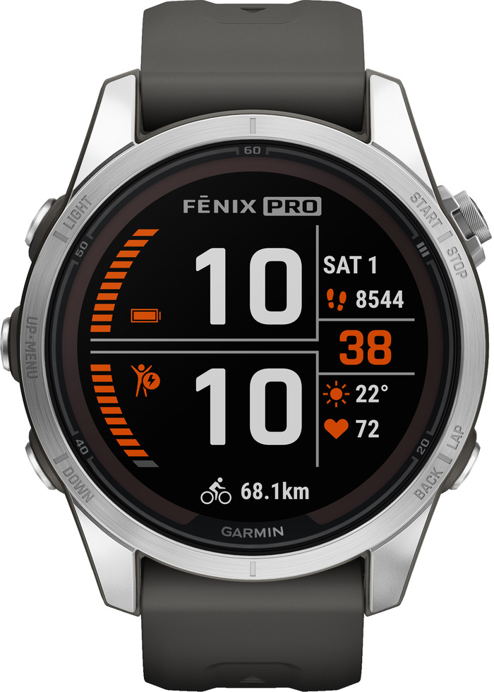 Garmin Fenix 7S Pro Solar Zilver 42mm voorkant