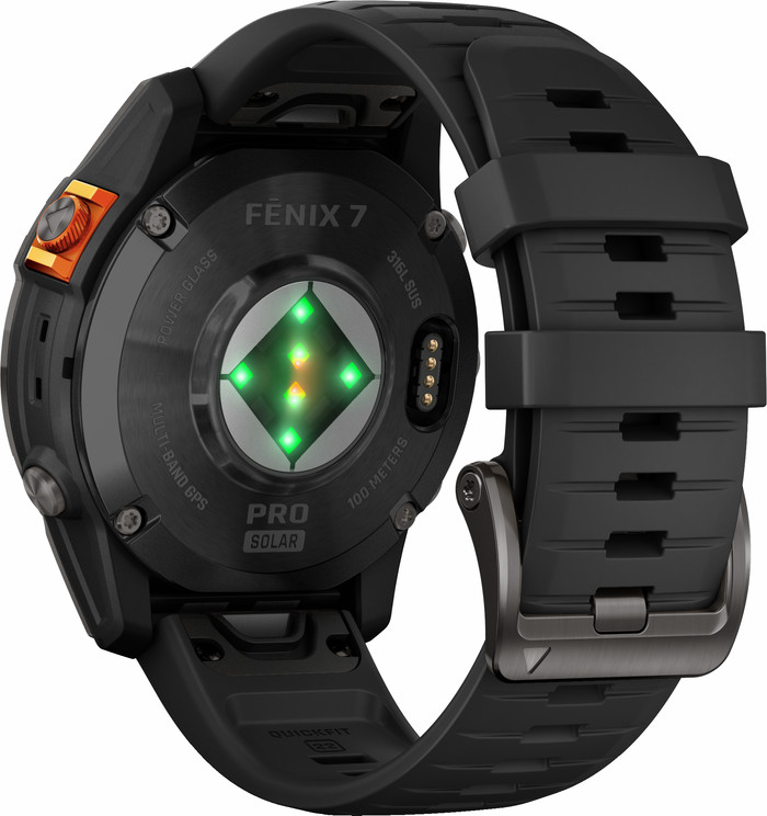 Garmin Fenix 7 Pro Solar Zwart 47mm achterkant