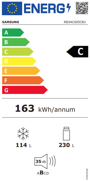 Samsung RB34C605CB1/EF energielabel