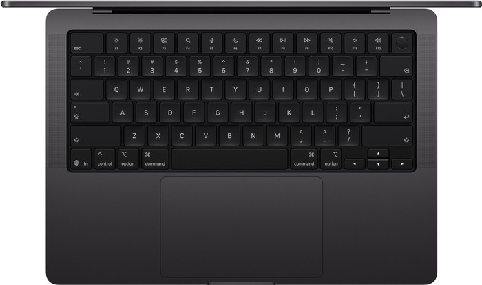 Apple MacBook Pro 14 inch M5 Max (18 CPU / 32 GPU) 36GB/2TB Zwart QWERTY bovenkant