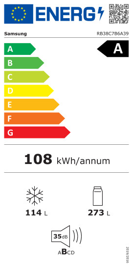 Samsung RB38C7B6A39/EF energielabel