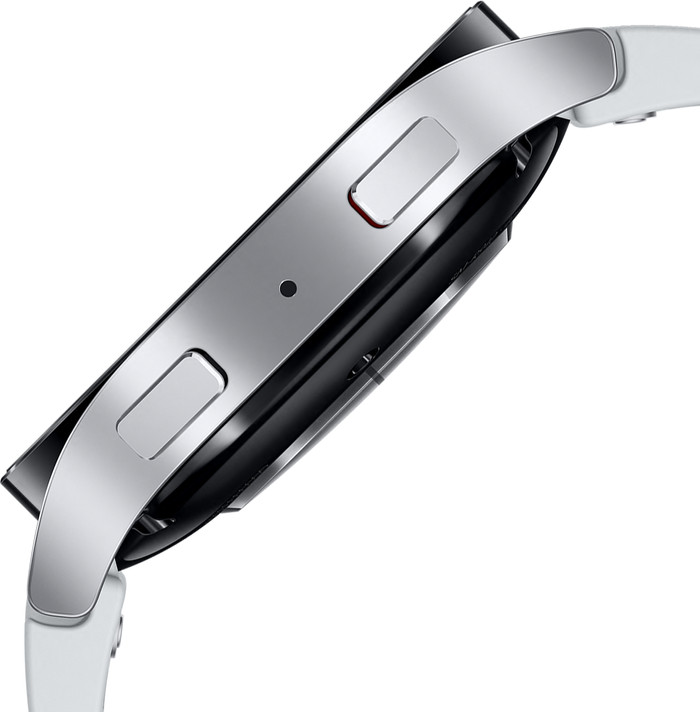 Samsung Galaxy Watch 6 Zilver 44mm + Samsung Duo Draadloze Oplader linkerkant