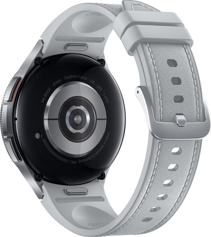 Samsung Galaxy Watch 6 Classic Zilver 47mm + Samsung Oplader achterkant