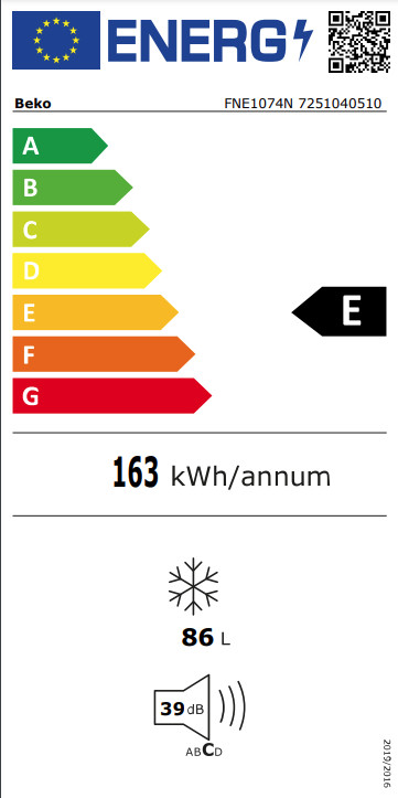 Beko TSE1285N + Beko FNE1074N energielabel