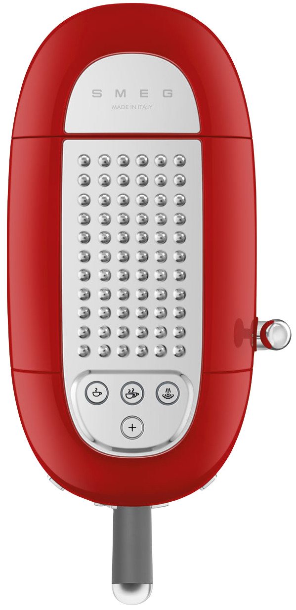 SMEG ECF02RDEU Rood + koffiemolen bovenkant
