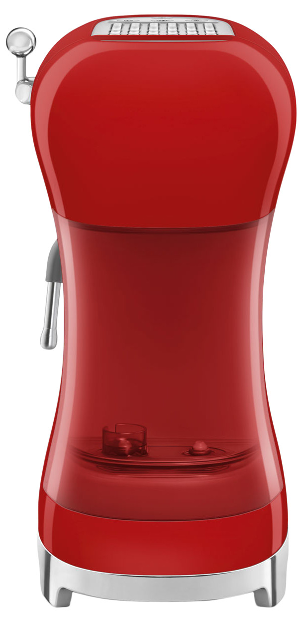 SMEG ECF02RDEU Rood + koffiemolen achterkant