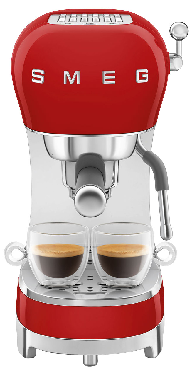 SMEG ECF02RDEU Rood + koffiemolen voorkant