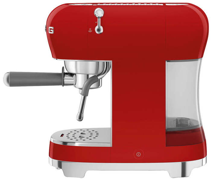 SMEG ECF02RDEU Rood + koffiemolen rechterkant