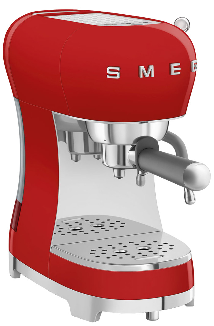 SMEG ECF02RDEU Rood + koffiemolen linkerkant