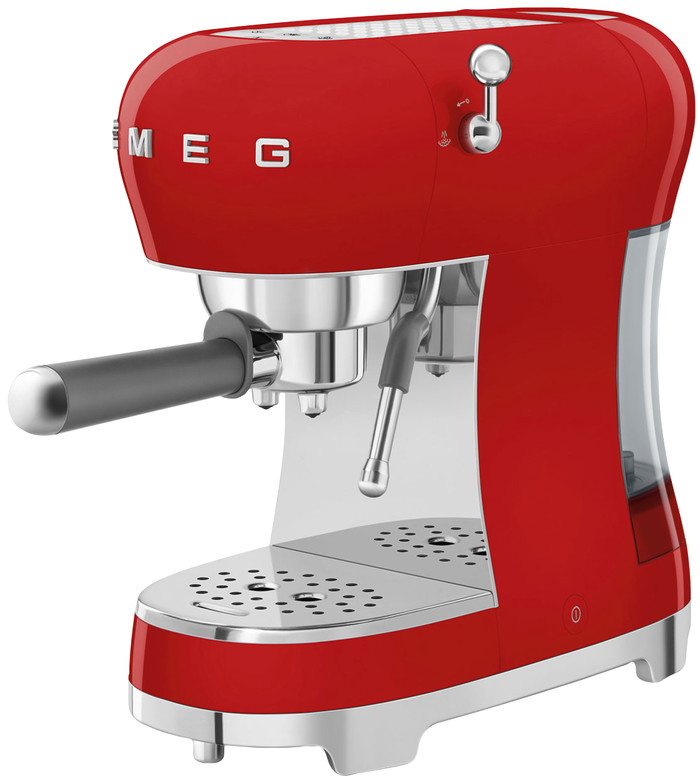 SMEG ECF02RDEU Rood + koffiemolen rechterkant