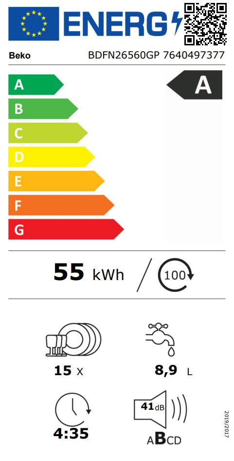 Beko BDFN26560GP - PowerIntense energielabel