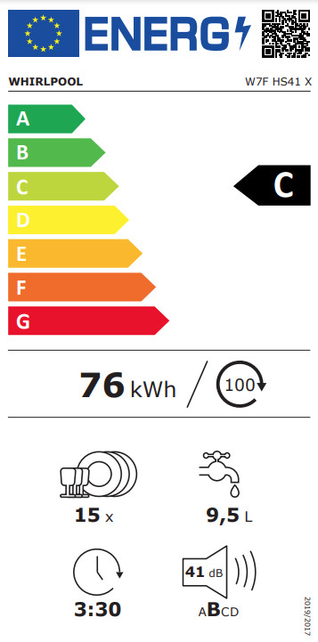 Whirlpool W7F HS41 X MaxiSpace energy label