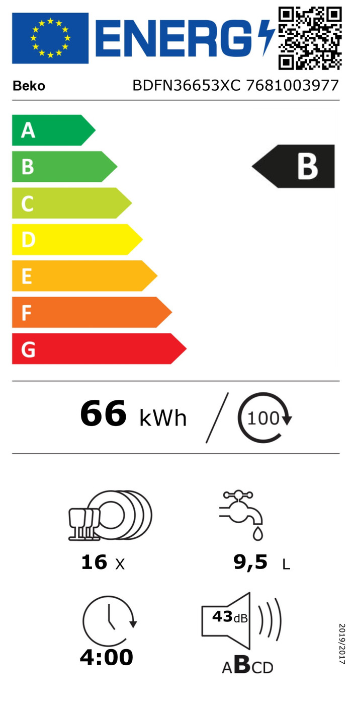Beko BDFN36653XC CornerIntense classe énergétique