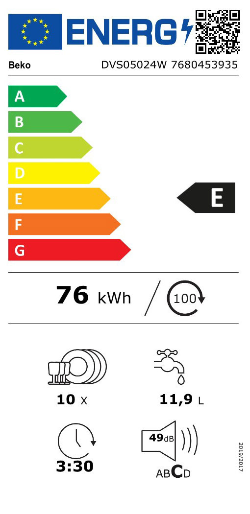 Beko DVS05024W classe énergétique