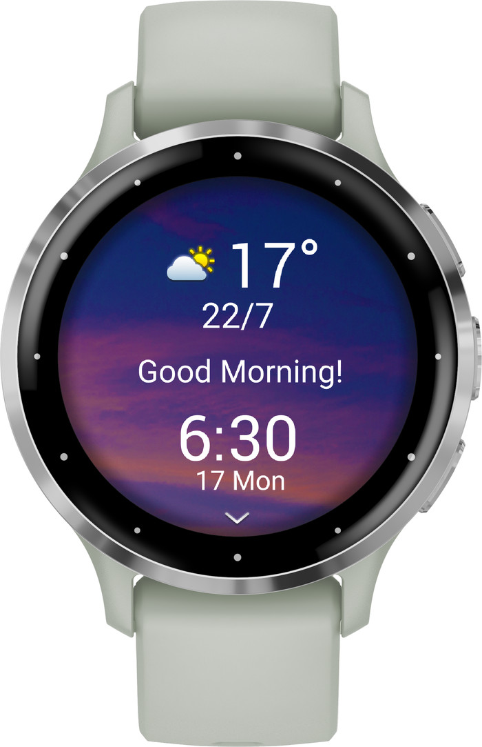 Garmin Venu 3S Silver/Green front