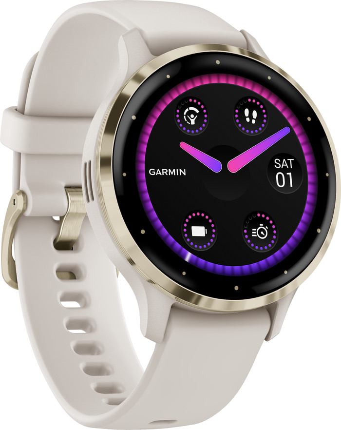 Garmin Venu 3S Goud/Wit linkerkant