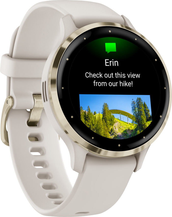 Garmin Venu 3S Goud/Wit linkerkant