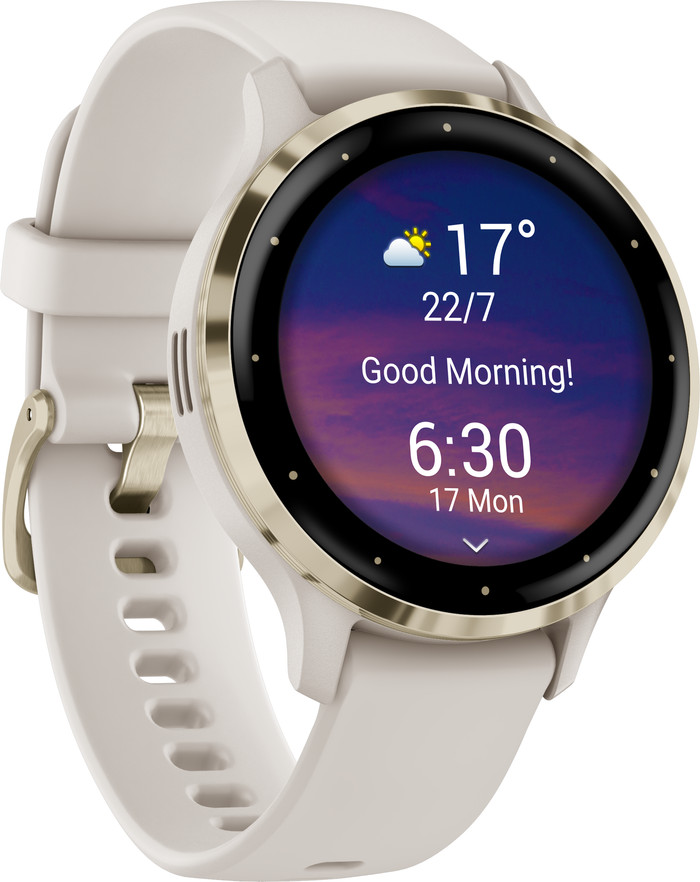 Garmin Venu 3S Goud/Wit linkerkant