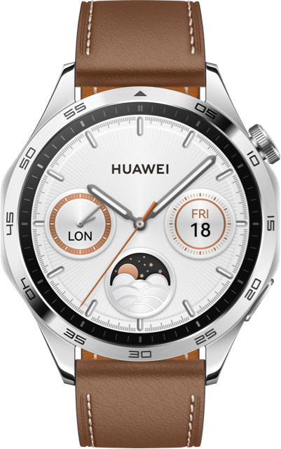 Huawei Watch GT 4 Zilver/Bruin 46mm voorkant