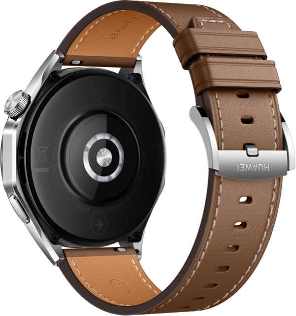 Huawei Watch GT 4 Zilver/Bruin 46mm achterkant