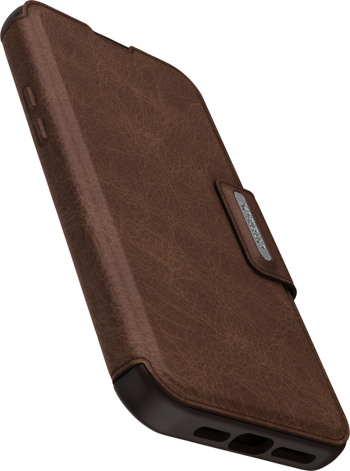 Otterbox Strada Apple iPhone 15 Plus Book Case Leer Bruin Met MagSafe linkerkant