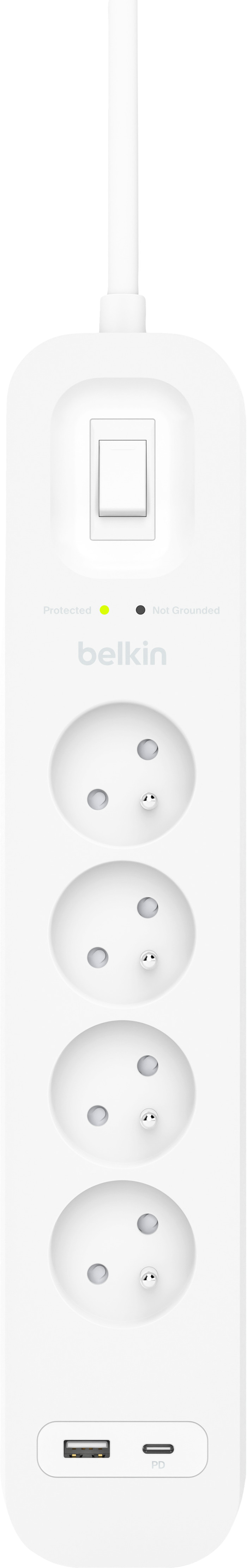 Belkin Surge Protection 4 Outlet 2m USB-C white null