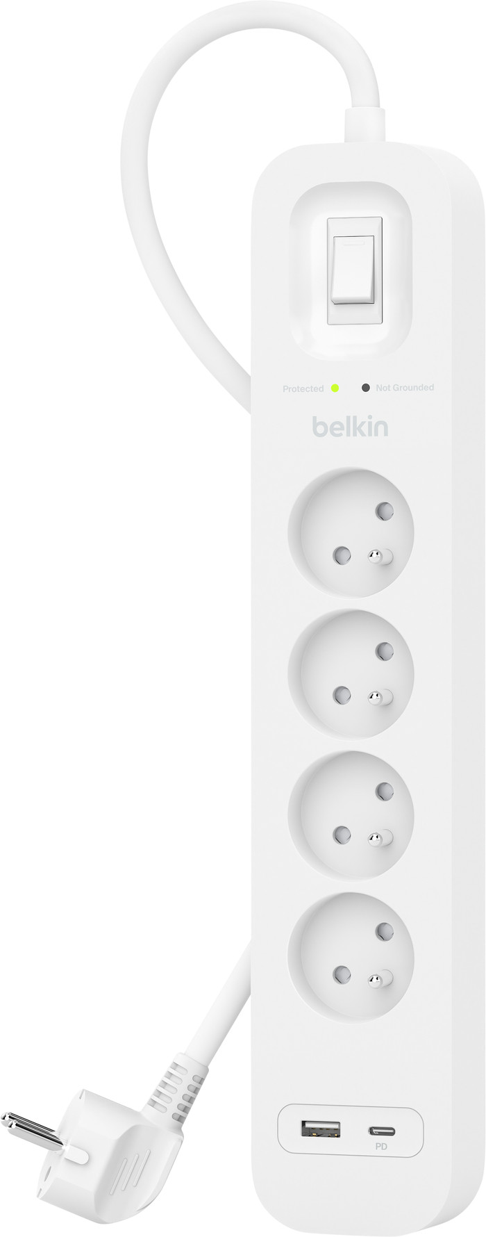 Belkin Surge Protection 4 Outlet 2m USB-C white Main Image